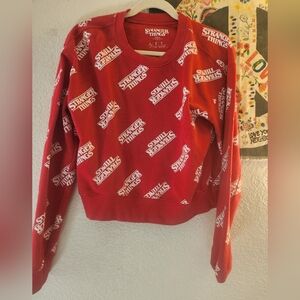 Red Stranger Things Netflix Women's Cropped Sweater